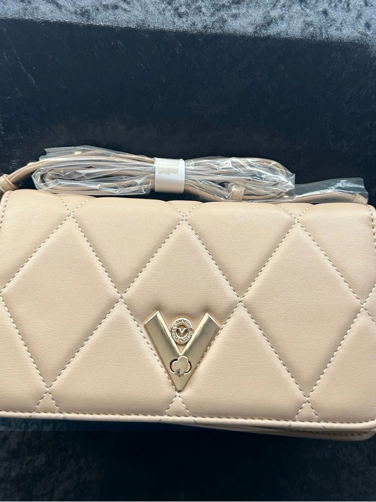 Valentino Orlandi Quilted Crossbody Bag In Beige/Light Taupe